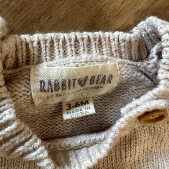 Rabbit + Bear Matching Two-Piece Beige- Size 3-6M - Picture 4 of 5